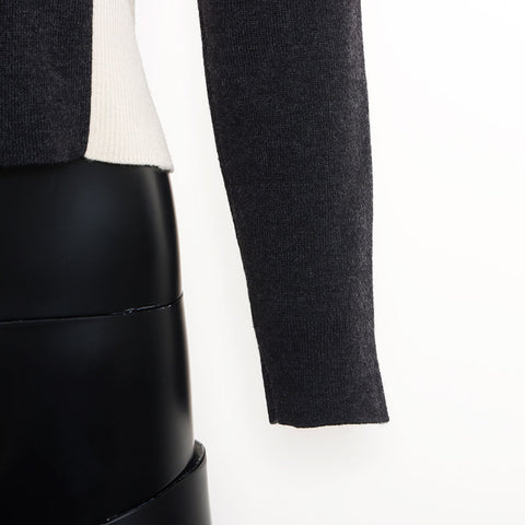 CHANEL Wool track jacket zip-up 00A Size:36 knit Gray beige WS11119