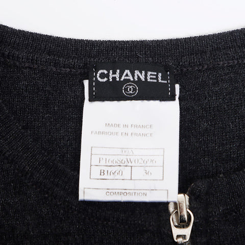 Chanel Wool Track Jacket Zip Up 00A Size:36 Knit Gray Beige WS11119