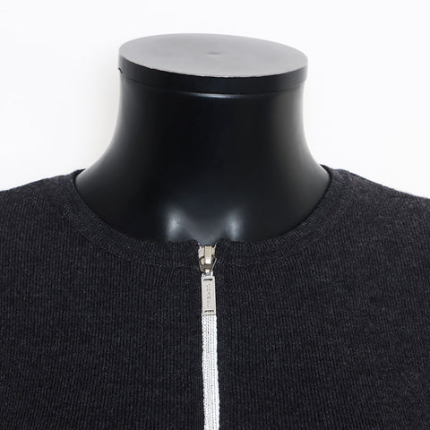 Chanel Wool Track Jacket Zip Up 00A Size:36 Knit Gray Beige WS11119