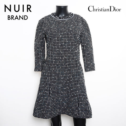 Christian Dior Tweed A-Line-Kleid schwarz WS11120