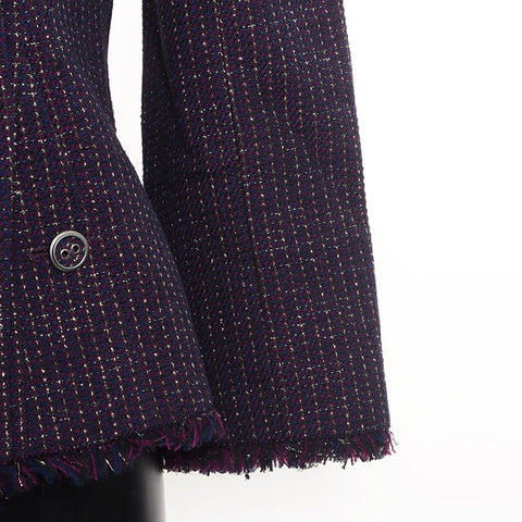 CHANEL Size:34 08P Tweed Lame Double Jacket purple WS11125