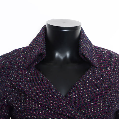 CHANEL Size:34 08P Tweed Lame Double Jacket purple WS11125