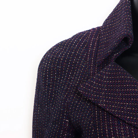 CHANEL Size:34 08P Tweed Lame Double Jacket purple WS11125