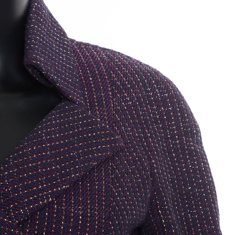 CHANEL Size:34 08P Tweed Lame Double Jacket purple WS11125