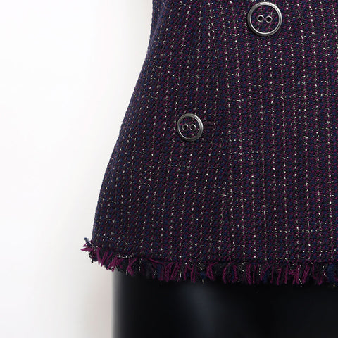 CHANEL Size:34 08P Tweed Lame Double Jacket purple WS11125