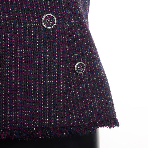 CHANEL Size:34 08P Tweed Lame Double Jacket purple WS11125