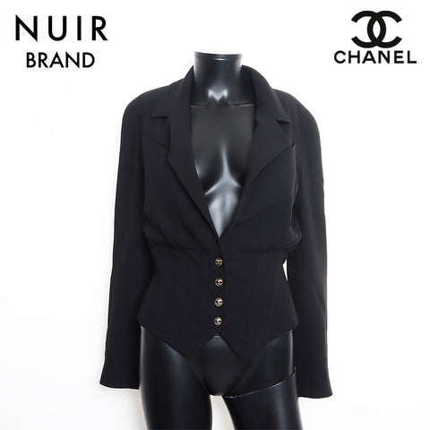 Chanel Chanel Taille: 38 Coco Mark Button 1990 Veste noire WS11128