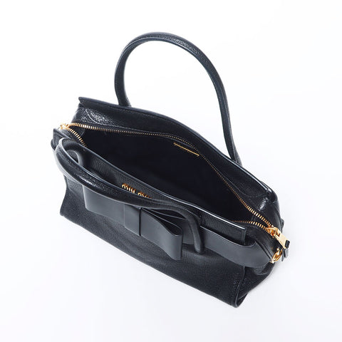miu miu miu madras fiocco Ribbon顶部手柄手提包黑色WS11139