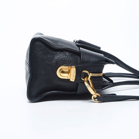 miu miu miu madras fiocco Ribbon顶部手柄手提包黑色WS11139