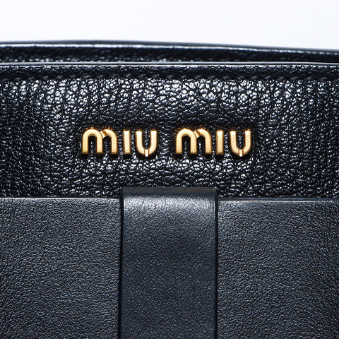 miu miu miu madras fiocco Ribbon顶部手柄手提包黑色WS11139