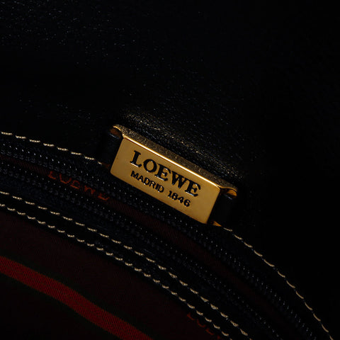 LOEWE Velazquez Leather Shoulder Bag Brown Black WS11141