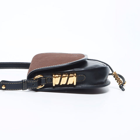 LOEWE Velazquez Leather Shoulder Bag Brown Black WS11141