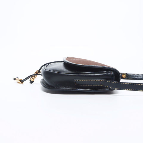 LOEWE Velazquez Leather Shoulder Bag Brown Black WS11141