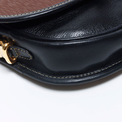 LOEWE Velazquez Leather Shoulder Bag Brown Black WS11141