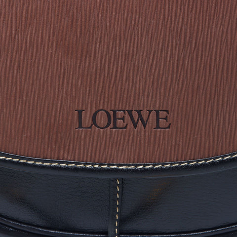 LOEWE Velazquez Leather Shoulder Bag Brown Black WS11141