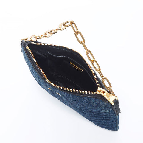 Miu Miu Miu Denim Chain Shoulder Bag Navy WS11144