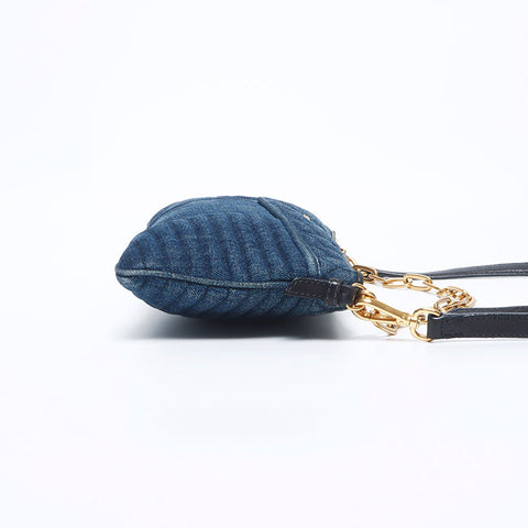Miu Miu Miu Denim Chain Shoulder Bag Navy WS11144