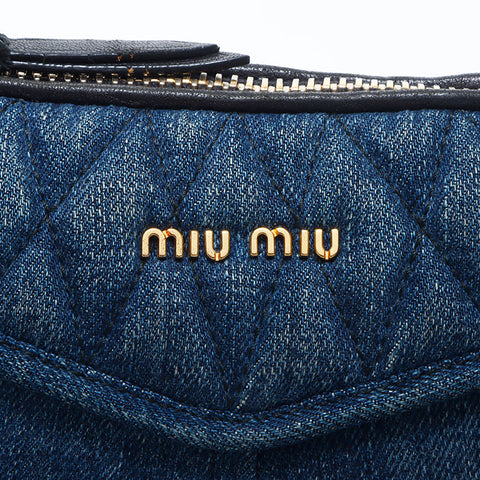 Miu Miu Miu Denim Chain Shoulder Bag Navy WS11144