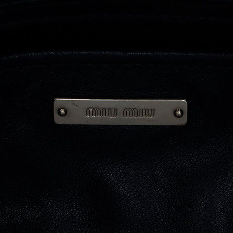 Miu Miu Miu Matterasse Crystal 2way皮革银色金属配件手提袋黑色WS11145