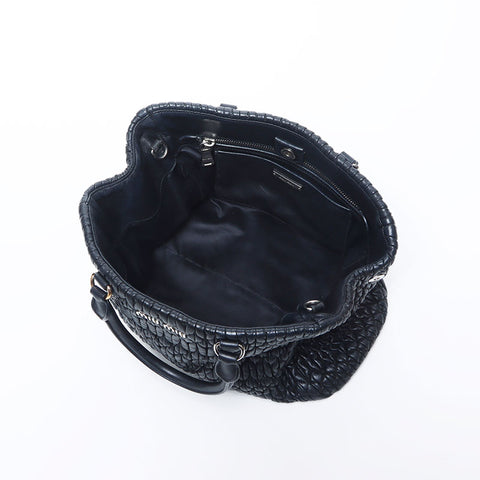 Miu Miu Miu Matterasse Crystal 2way皮革银色金属配件手提袋黑色WS11145
