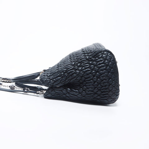 Miu Miu Miu Matterasse Crystal 2way皮革银色金属配件手提袋黑色WS11145