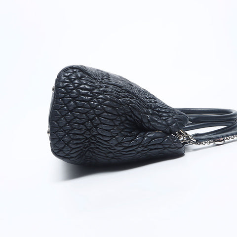 Miu Miu Miu Matterasse Crystal 2way皮革银色金属配件手提袋黑色WS11145
