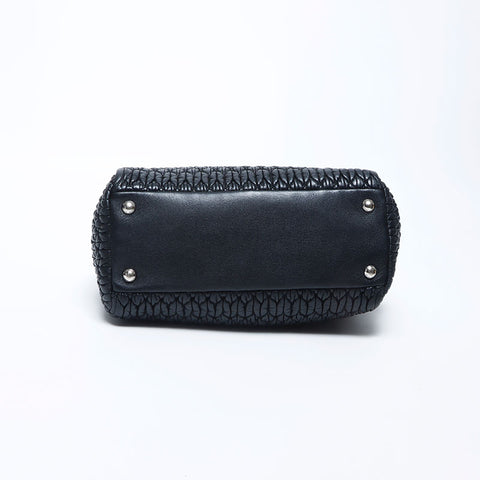 Miu Miu Miu Matterasse Crystal 2way皮革银色金属配件手提袋黑色WS11145