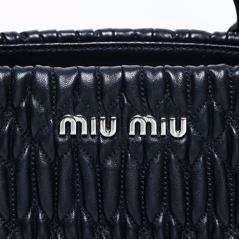 miu miu miu Matterasse水晶银金属配件手提包黑色WS11148