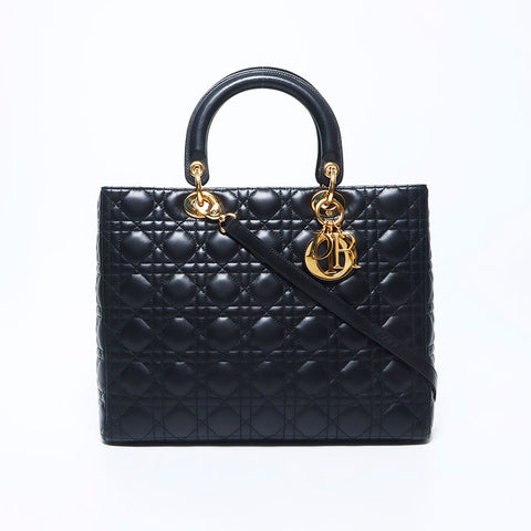 克里斯蒂安·迪奥（Christian Dior）皮革服装女士Dior大型手提包黑色WS11151