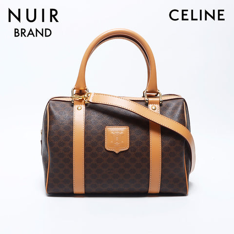 CELINE Macadam PVC Trinoff Logo 2way Boston Bag Brown WS11153