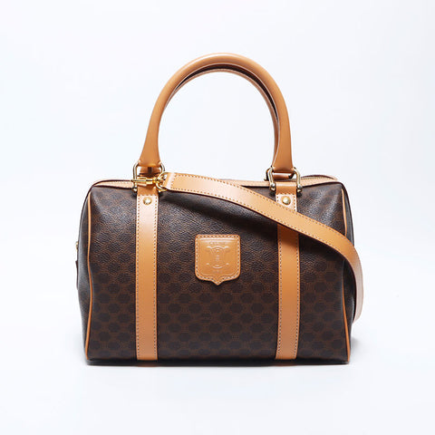 Celine MacAdam PVC Trinoff徽标2Way Bost Bag Brown WS11153