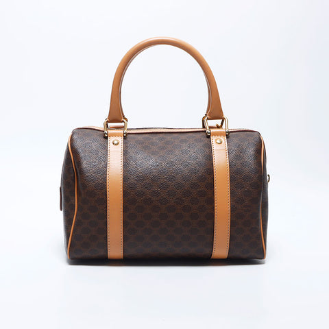 Celine MacAdam PVC Trinoff徽标2Way Bost Bag Brown WS11153