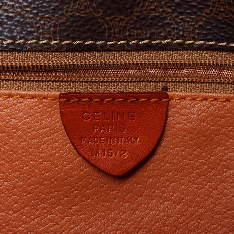 Celine Macadam PVC Trinoff徽标襟翼袋肩袋棕色WS11154