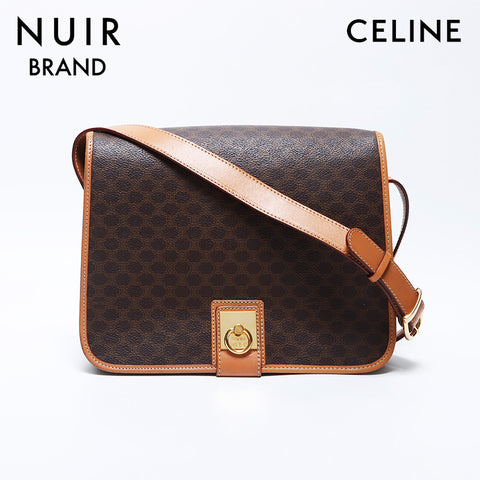 CELINE Macadam PVC Trinoff Logo Flap Bag Shoulder Bag Brown WS11154