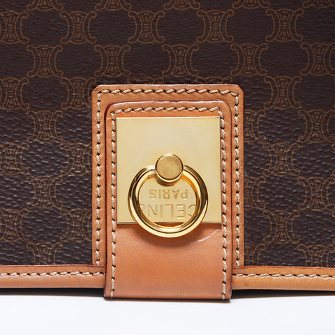 Celine Macadam PVC Trinoff徽标襟翼袋肩袋棕色WS11154