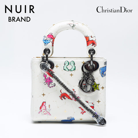 Christian Dior 2024ss Zodiac Constellation Pixel Leather Mini Lady Dior Shoulder Bag white WS11156