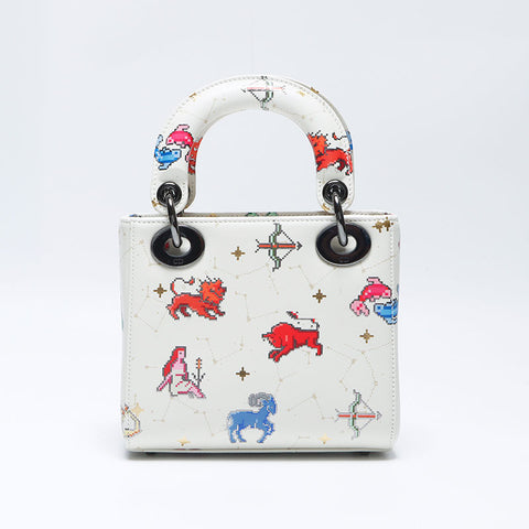Christian Dior 2024ss Zodiac Constellation Pixel Leather Mini Lady Dior Shoulder Bag white WS11156