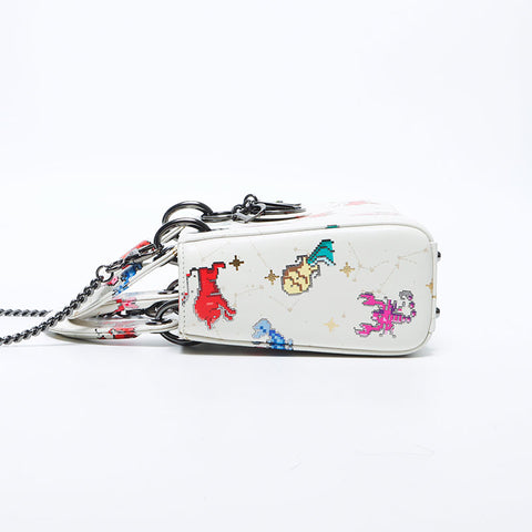 Christian Dior 2024ss Zodiac Constellation Pixel Leather Mini Lady Dior Shoulder Bag white WS11156