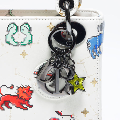 Christian Dior 2024ss Zodiac Constellation Pixel Leather Mini Lady Dior Shoulder Bag white WS11156