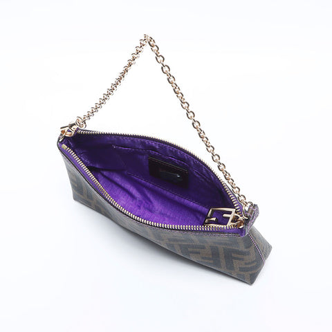 Fendi Zucca PVC链链迷你小袋手提包棕色WS11157