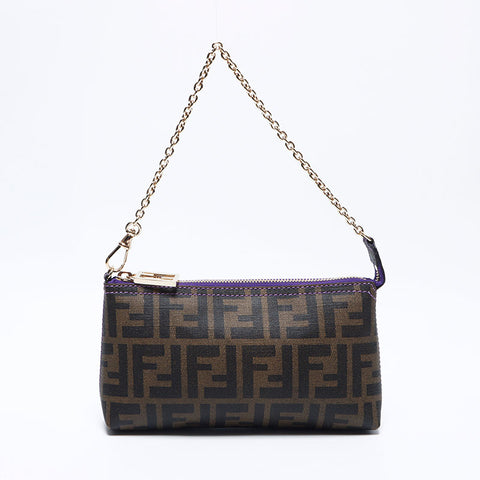 Fendi Zucca PVC链链迷你小袋手提包棕色WS11157