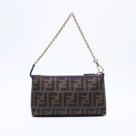 Fendi Zucca PVC链链迷你小袋手提包棕色WS11157