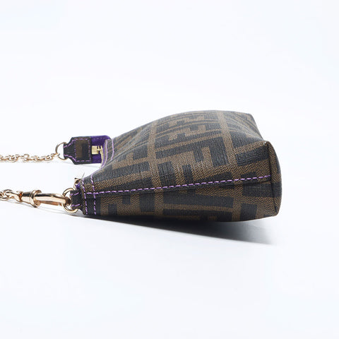 Fendi Zucca PVC链链迷你小袋手提包棕色WS11157