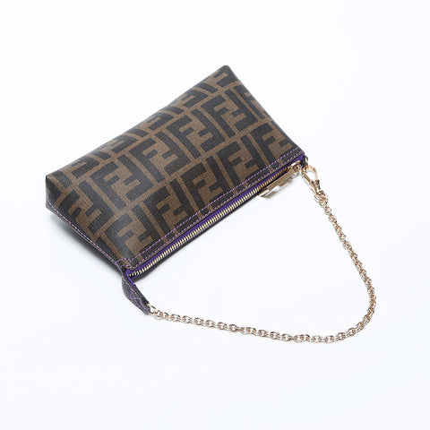 Fendi Zucca PVC链链迷你小袋手提包棕色WS11157