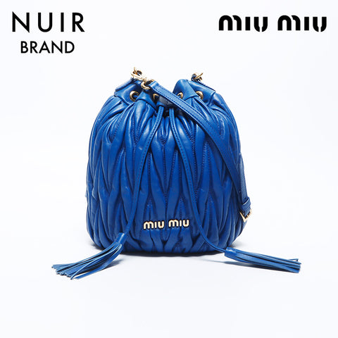 ミュウ ミュウ Miu Miu マテラッセ フリンジ 巾着 レザー ショルダーバッグ ブルー WS11159 – NUIR VINTAGE