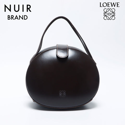 LOEWE Anagram Round Leather Handbag Brown WS11168