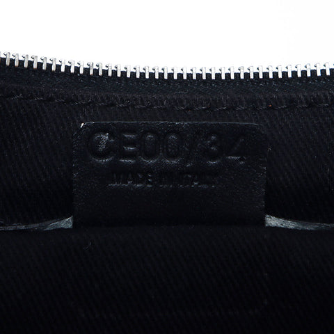 Celine C Macadam Canvas Hobo配件袋银色硬件肩带黑色WS11170