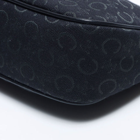 Celine C Macadam Canvas Hobo配件袋银色硬件肩带黑色WS11170