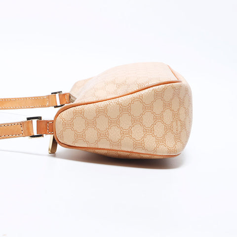 CELINE Macadam PVC Accessory Pouch Shoulder Bag Beige WS11172