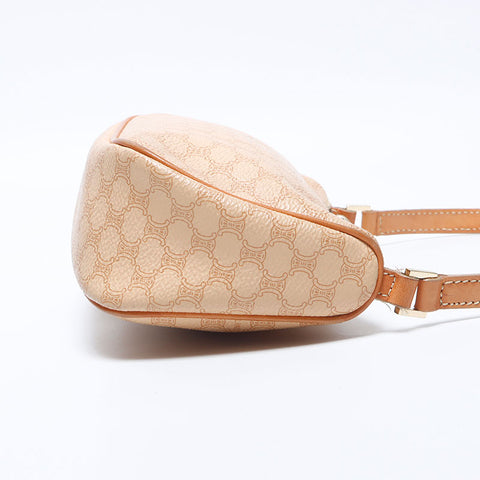 CELINE Macadam PVC Accessory Pouch Shoulder Bag Beige WS11172